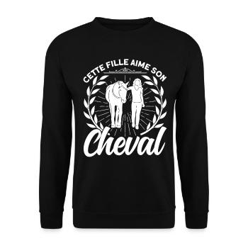 Pferde Reiten Reiter Geschenk - Unisex Pullover - Schwarz - Vorne - Alina (178cm) & Michal (187cm)