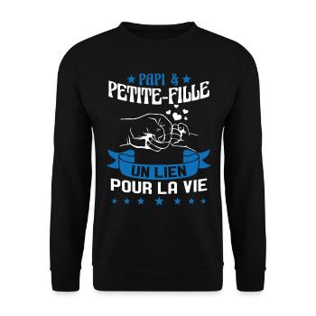 Papi & Petite Fille Grand Père Papy Cadeau - Sweat-shirt Unisexe - noir - Devant - Alina (178cm) & Michal (187cm)