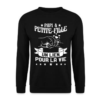 Papi & Petite Fille Grand Père Papy Cadeau - Sweat-shirt Unisexe - noir - Devant - Alina (178cm) & Michal (187cm)