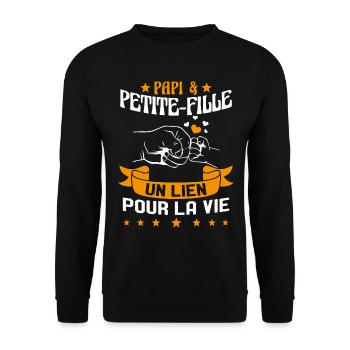 Papi & Petite Fille Grand Père Papy Cadeau - Sweat-shirt Unisexe - noir - Devant - Alina (178cm) & Michal (187cm)