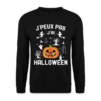 J'Peux Pas J'ai Halloween Humour - Sweat-shirt Unisexe - noir - Devant - Alina (178cm) & Michal (187cm)