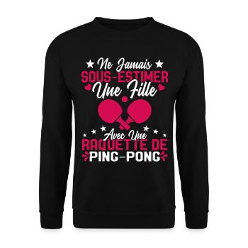 Une fille et joueur de ping pong Cadeau Humour - Sweat-shirt Unisexe - noir - Devant - Alina (178cm) & Michal (187cm)