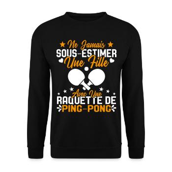 Une fille et joueur de ping pong Cadeau Humour - Sweat-shirt Unisexe - noir - Devant - Alina (178cm) & Michal (187cm)