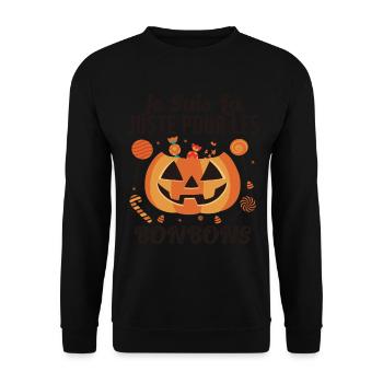 Là Juste Pour Les Bonbons Halloween Fête Horreur - Sweat-shirt Unisexe - noir - Devant - Alina (178cm) & Michal (187cm)