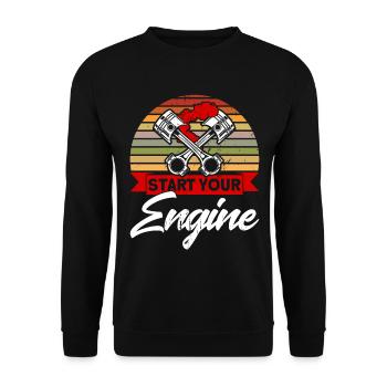 Autorennen Drag Racer Drag Race Geschenk - Unisex Pullover - Schwarz - Vorne - Alina (178cm) & Michal (187cm)