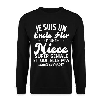 Je suis un Oncle Fier de sa Niece Super Géniale - Sweat-shirt Unisexe - noir - Devant - Alina (178cm) & Michal (187cm)