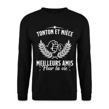Tonton et Nièce Meilleurs amis pour la vie Cadeau - Sweat-shirt Unisexe - noir - Devant - Alina (178cm) & Michal (187cm)