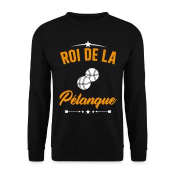 Roi de la Pétanque Humour Cadeau Pétanque - Sweat-shirt Unisexe - noir - Devant - Alina (178cm) & Michal (187cm)
