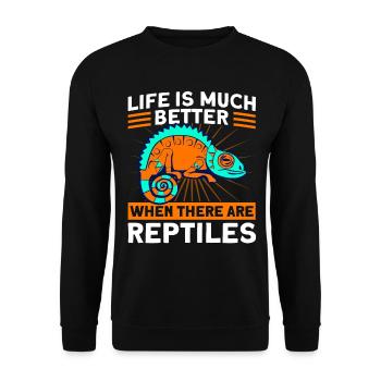 Reptile Lovers Reptile Snake Gift - Unisex Sweatshirt - black - Front - Alina (178cm) & Michal (187cm)