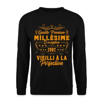 Millésime 2002 Cadeau D'anniversaire Vintage 2002 - Sweat-shirt Unisexe - noir - Devant - Alina (178cm) & Michal (187cm)
