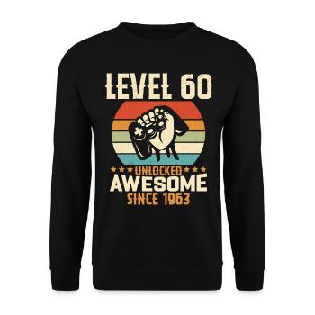 Level 60 Jahre Gaming-Geburtstagsgeschenk freischalten - Unisex Pullover - Schwarz - Vorne - Alina (178cm) & Michal (187cm)