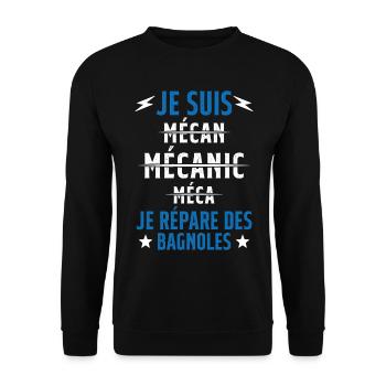 Je suis un Super Mecanicien - idée cadeau - Sweat-shirt Unisexe - noir - Devant - Alina (178cm) & Michal (187cm)