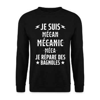 Je suis un Super Mecanicien - idée cadeau - Sweat-shirt Unisexe - noir - Devant - Alina (178cm) & Michal (187cm)