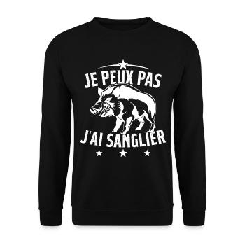 Je Peux Pas J'ai Sanglier Cadeau Chasseur - Sweat-shirt Unisexe - noir - Devant - Alina (178cm) & Michal (187cm)