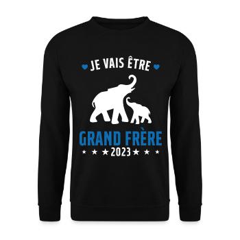 Je Vais Être Grand Frère en 2023 - Sweat-shirt Unisexe - noir - Devant - Alina (178cm) & Michal (187cm)