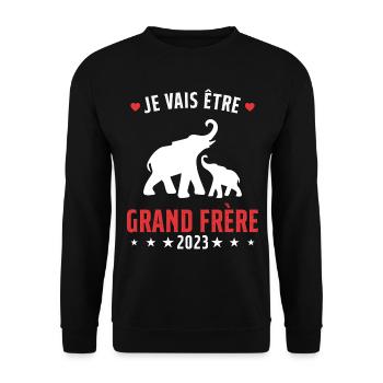 Je Vais Être Grand Frère en 2023 - Sweat-shirt Unisexe - noir - Devant - Alina (178cm) & Michal (187cm)