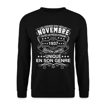Les Légendes Sont Nées En Novembre 1937 Cadeau - Sweat-shirt Unisexe - noir - Devant - Alina (178cm) & Michal (187cm)