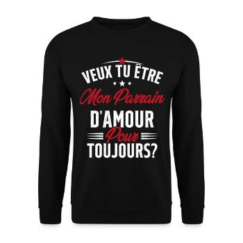 Veux Tu Être Mon Parrain D'amour pour toujours - Sweat-shirt Unisexe - noir - Devant - Alina (178cm) & Michal (187cm)