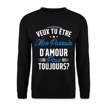 Veux Tu Être Mon Parrain D'amour pour toujours - Sweat-shirt Unisexe - noir - Devant - Alina (178cm) & Michal (187cm)