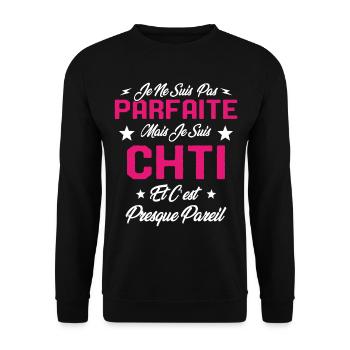 Je ne Suis pas Parfaite Mais je suis Chti Cadeau - Sweat-shirt Unisexe - noir - Devant - Alina (178cm) & Michal (187cm)