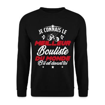 Meilleur Bouliste Humour Pétanque Homme Cadeau - Sweat-shirt Unisexe - noir - Devant - Alina (178cm) & Michal (187cm)