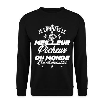 Meilleur Pecheur Humour Pêche Truite Drôle - Sweat-shirt Unisexe - noir - Devant - Alina (178cm) & Michal (187cm)