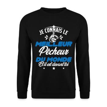 Meilleur Pecheur Humour Pêche Truite Drôle - Sweat-shirt Unisexe - noir - Devant - Alina (178cm) & Michal (187cm)