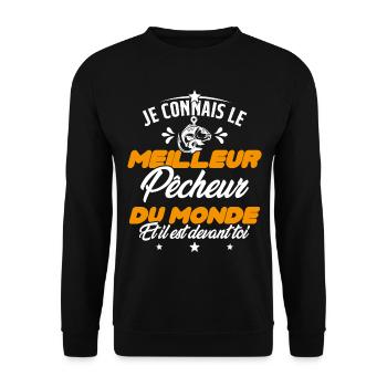 Meilleur Pecheur Humour Pêche Truite Drôle - Sweat-shirt Unisexe - noir - Devant - Alina (178cm) & Michal (187cm)