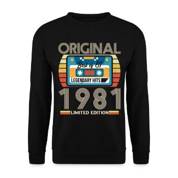 Vintage Geburtstagsgeschenk 1981 Limited Edition - Unisex Pullover - Schwarz - Vorne - Alina (178cm) & Michal (187cm)