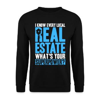 Real estate Sell house Real estate sale Geschen - Unisex Sweatshirt - black - Front - Alina (178cm) & Michal (187cm)