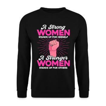 Égalité féministe des genres F - Sweat-shirt Unisexe - noir - Devant - Alina (178cm) & Michal (187cm)