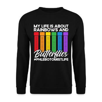 Blood Sampling Phlebotomist Phlebotomy Gift - Unisex Sweatshirt - black - Front - Alina (178cm) & Michal (187cm)