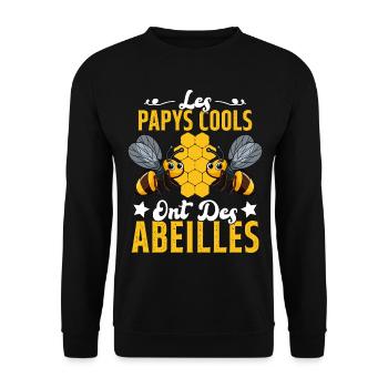 Les Papys Cools Ont Des Abeilles Cadeau Apiculteur - Sweat-shirt Unisexe - noir - Devant - Alina (178cm) & Michal (187cm)
