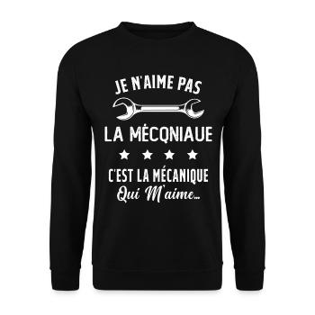 C'est la Mécanique Qui M'aime Cadeau Humour - Sweat-shirt Unisexe - noir - Devant - Alina (178cm) & Michal (187cm)