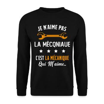 C'est la Mécanique Qui M'aime Cadeau Humour - Sweat-shirt Unisexe - noir - Devant - Alina (178cm) & Michal (187cm)