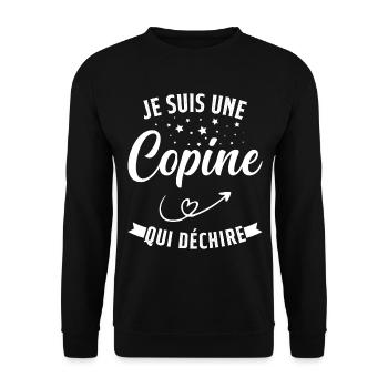Je Suis Une Copine Qui Déchire Humour Cadeau - Sweat-shirt Unisexe - noir - Devant - Alina (178cm) & Michal (187cm)