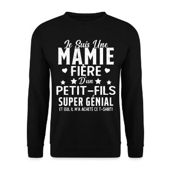 Je Suis Une Mamie Fière D'un Petit Fils Cadeau - Sweat-shirt Unisexe - noir - Devant - Alina (178cm) & Michal (187cm)