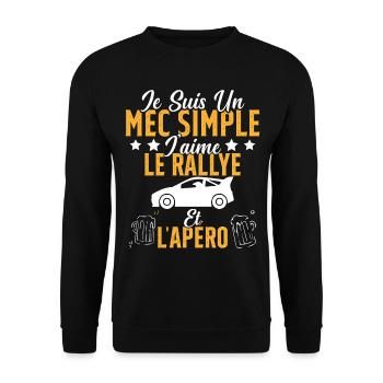 Mec Simple Rallye Apero Humour Rallye Automobile - Sweat-shirt Unisexe - noir - Devant - Alina (178cm) & Michal (187cm)