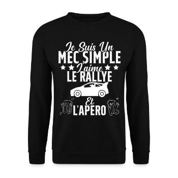 Mec Simple Rallye Apero Humour Rallye Automobile - Sweat-shirt Unisexe - noir - Devant - Alina (178cm) & Michal (187cm)