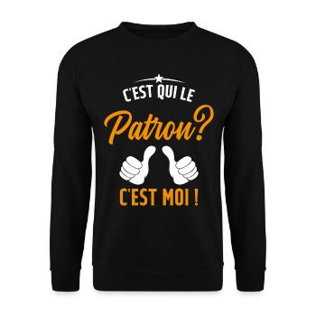 Humour Homme C'est qui le Patron Cadeau - Sweat-shirt Unisexe - noir - Devant - Alina (178cm) & Michal (187cm)