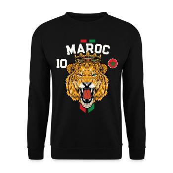 Maroc Lion Drapeau Maillot Football Équipe Sport - Sweat-shirt Unisexe - noir - Devant - Alina (178cm) & Michal (187cm)