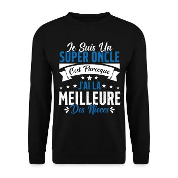 Un Super Oncle Cadeau Humour Nièce Tonton - Sweat-shirt Unisexe - noir - Devant - Alina (178cm) & Michal (187cm)