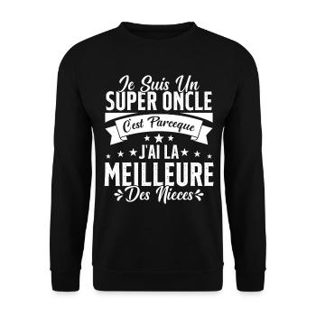 Un Super Oncle Cadeau Humour Nièce Tonton - Sweat-shirt Unisexe - noir - Devant - Alina (178cm) & Michal (187cm)
