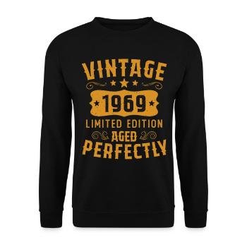 Vintage 1969 Édition Limitée Cadeau D'anniversaire - Sweat-shirt Unisexe - noir - Devant - Alina (178cm) & Michal (187cm)