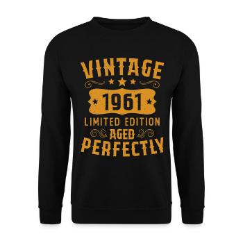 Vintage 1961 limited edition birthday gift - Unisex Sweatshirt - black - Front - Alina (178cm) & Michal (187cm)