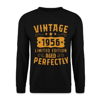 Vintage 1956 Édition Limitée Cadeau D'anniversaire - Sweat-shirt Unisexe - noir - Devant - Alina (178cm) & Michal (187cm)