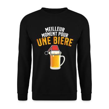 Meilleur Moment Pour Une Bière Noël Cadeau - Sweat-shirt Unisexe - noir - Devant - Alina (178cm) & Michal (187cm)