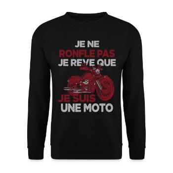Je Ne Ronfle Pas Je Rêve Que Je Suis Une Moto - Sweat-shirt Unisexe - noir - Devant - Alina (178cm) & Michal (187cm)