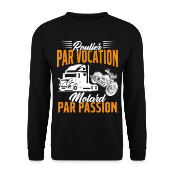 Routier Par Vocation Motard Par Passion Humour - Sweat-shirt Unisexe - noir - Devant - Alina (178cm) & Michal (187cm)