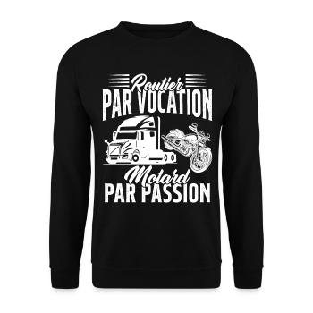 Routier Par Vocation Motard Par Passion Humour - Sweat-shirt Unisexe - noir - Devant - Alina (178cm) & Michal (187cm)